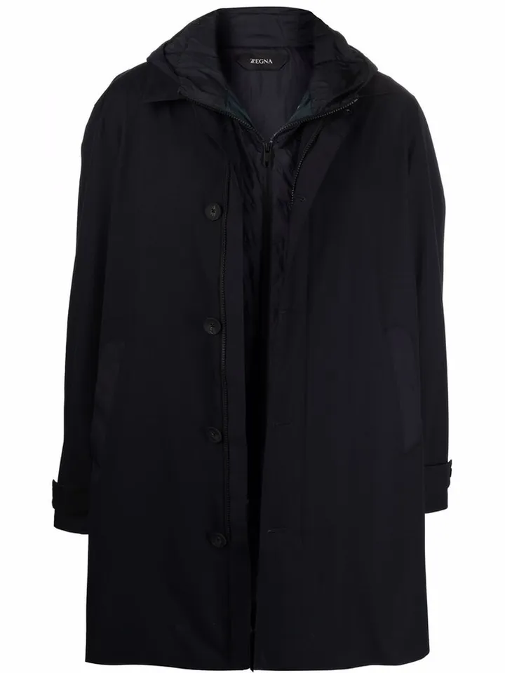 Layered Hooded Coat