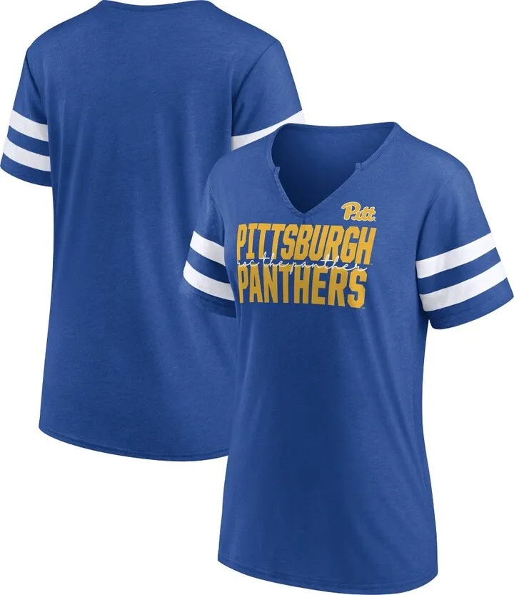 NCAA Pitt Panthers Women's Short Sleeve V-Neck Notch T-Shirt - L