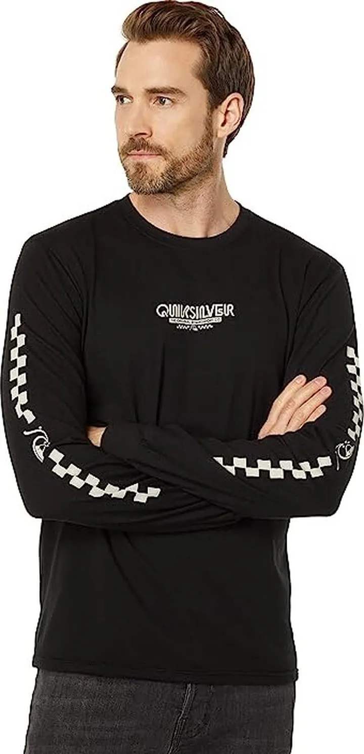 Quiksilver Omni Check Long Sleeve Tee (Black) Men's Clothing