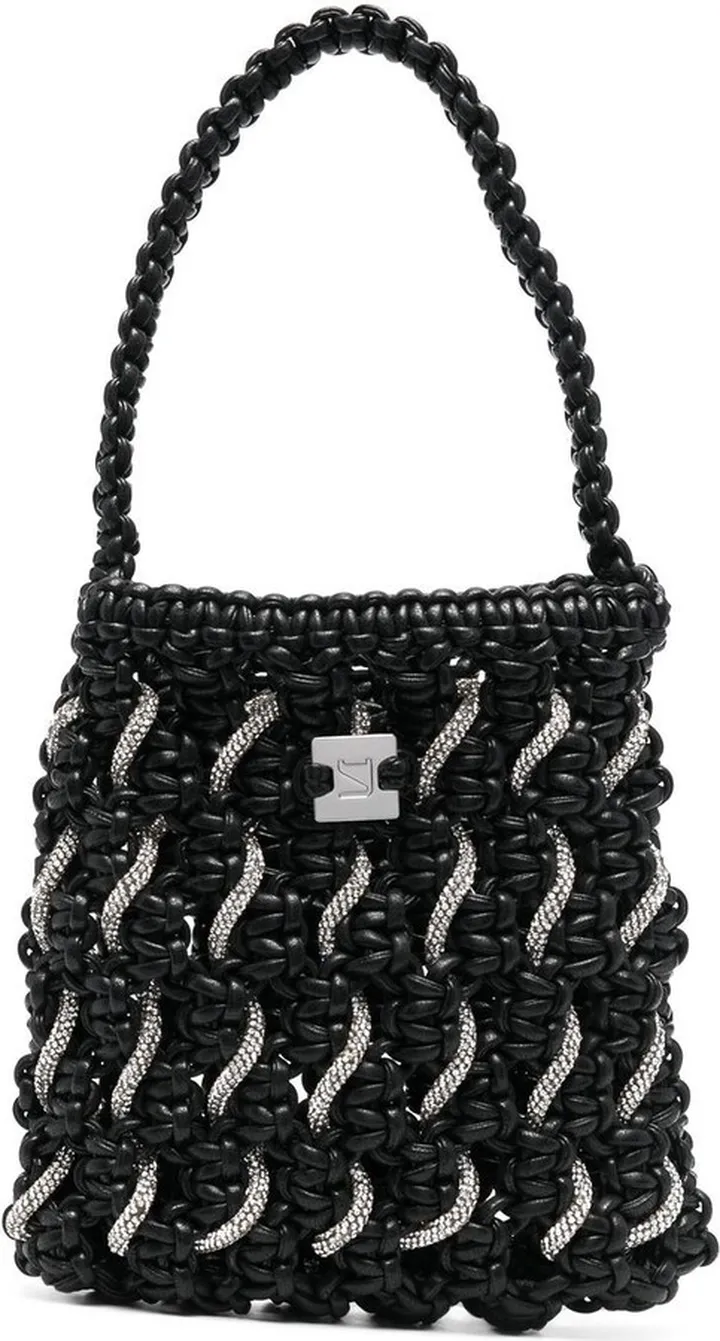 Crystal-Detail Woven Tote Bag
