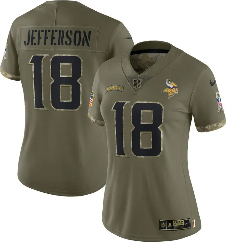 Women's Nike Justin Jefferson Olive Justin Jefferson 2022 Salute To Service Limited Jersey