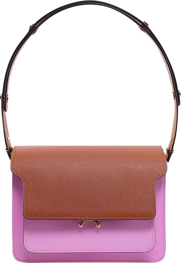 Trunk saffiano leather shoulder bag
