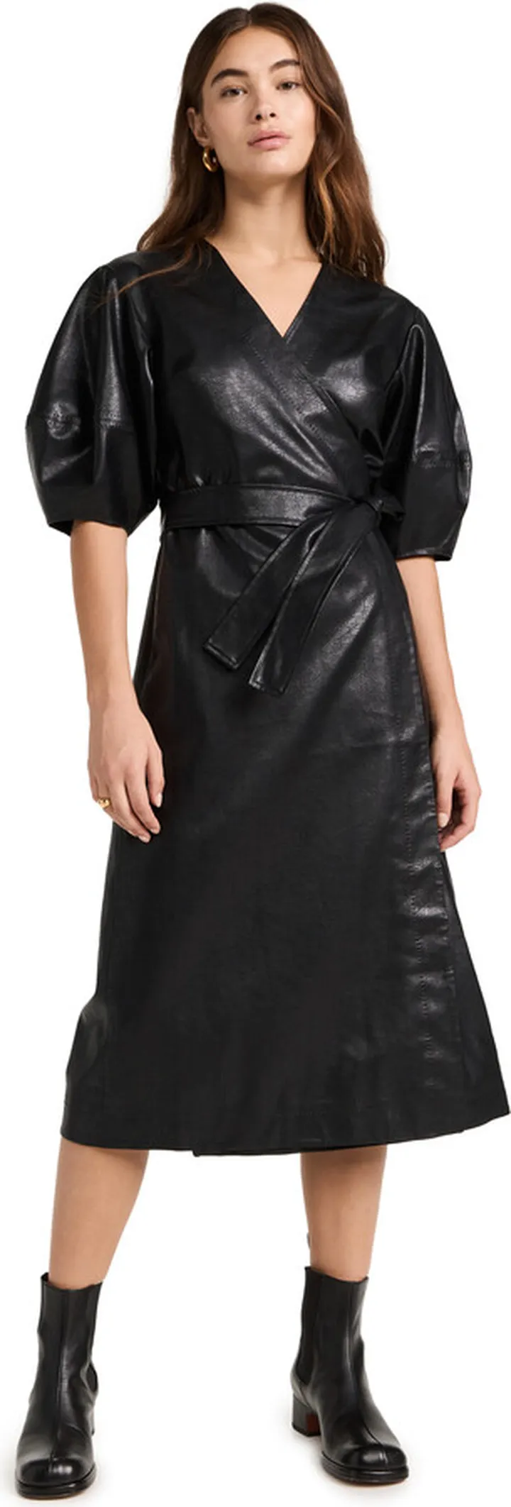 Sea Freya Vegan Leather Wrap Dress