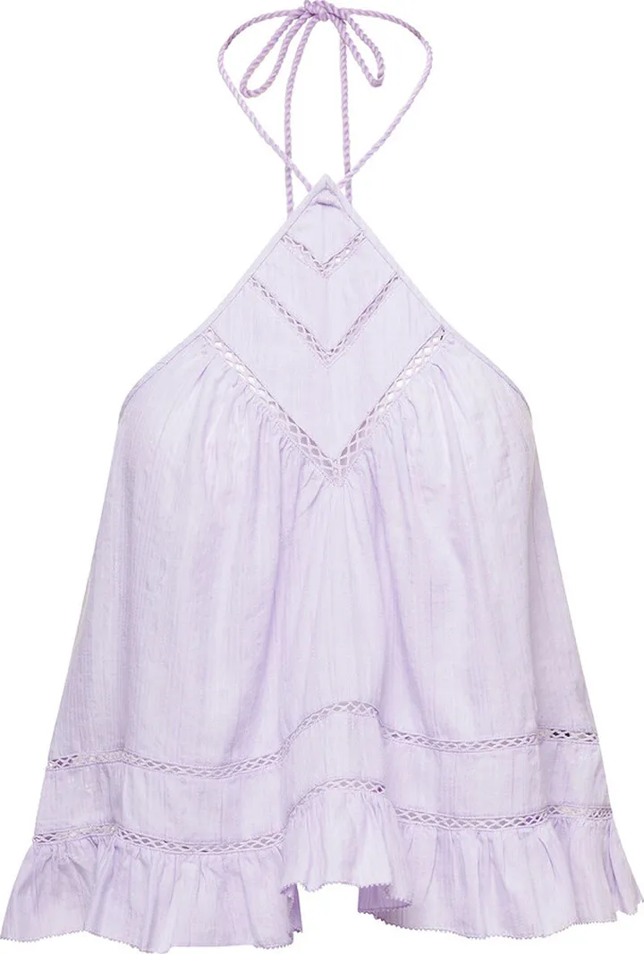 Lilac Halterneck Flared Top In Cotton Blend Woman