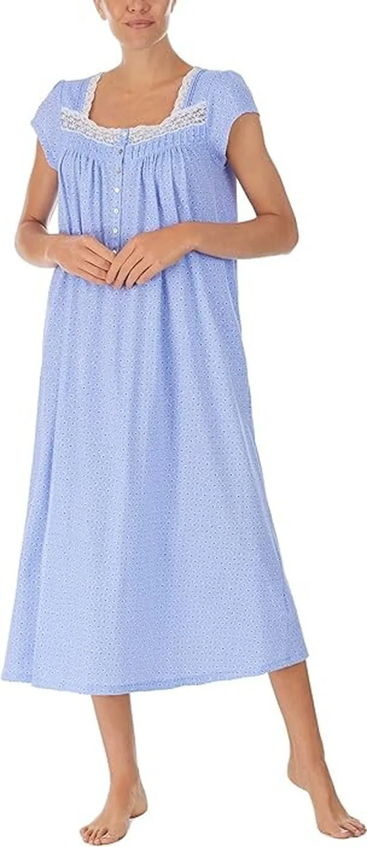 Eileen West Cap Sleeve Long Gown (Blue Ground Daisy) Women's Pajama