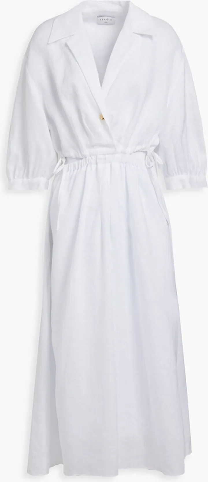 Soledad cutout pleated ramie midi dress