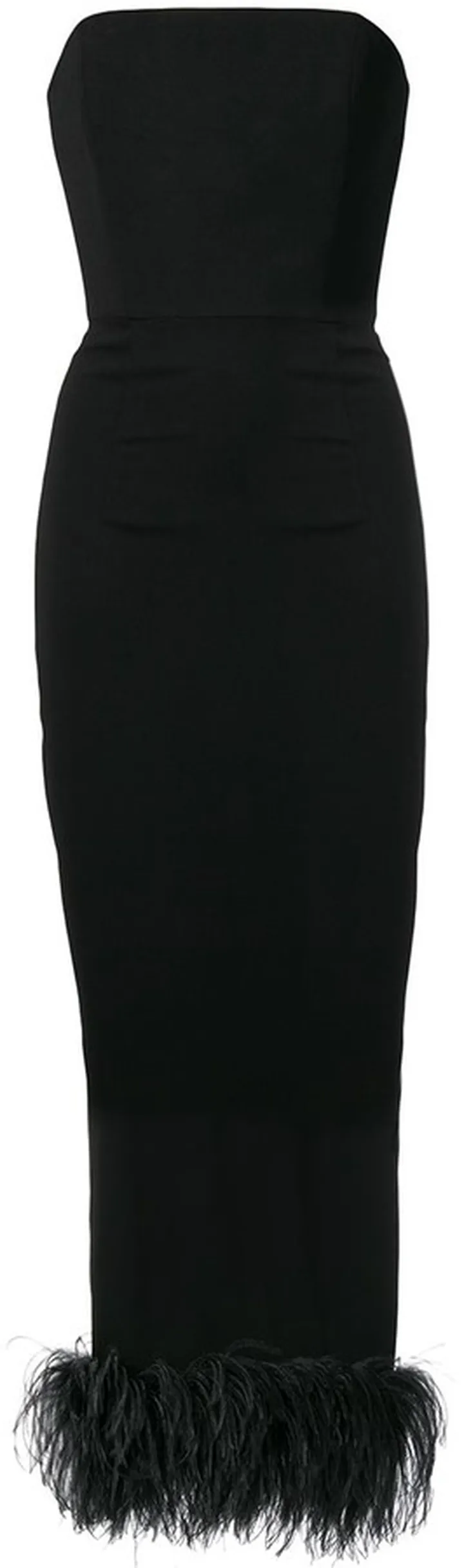 Feather Embellished Strapless Dress