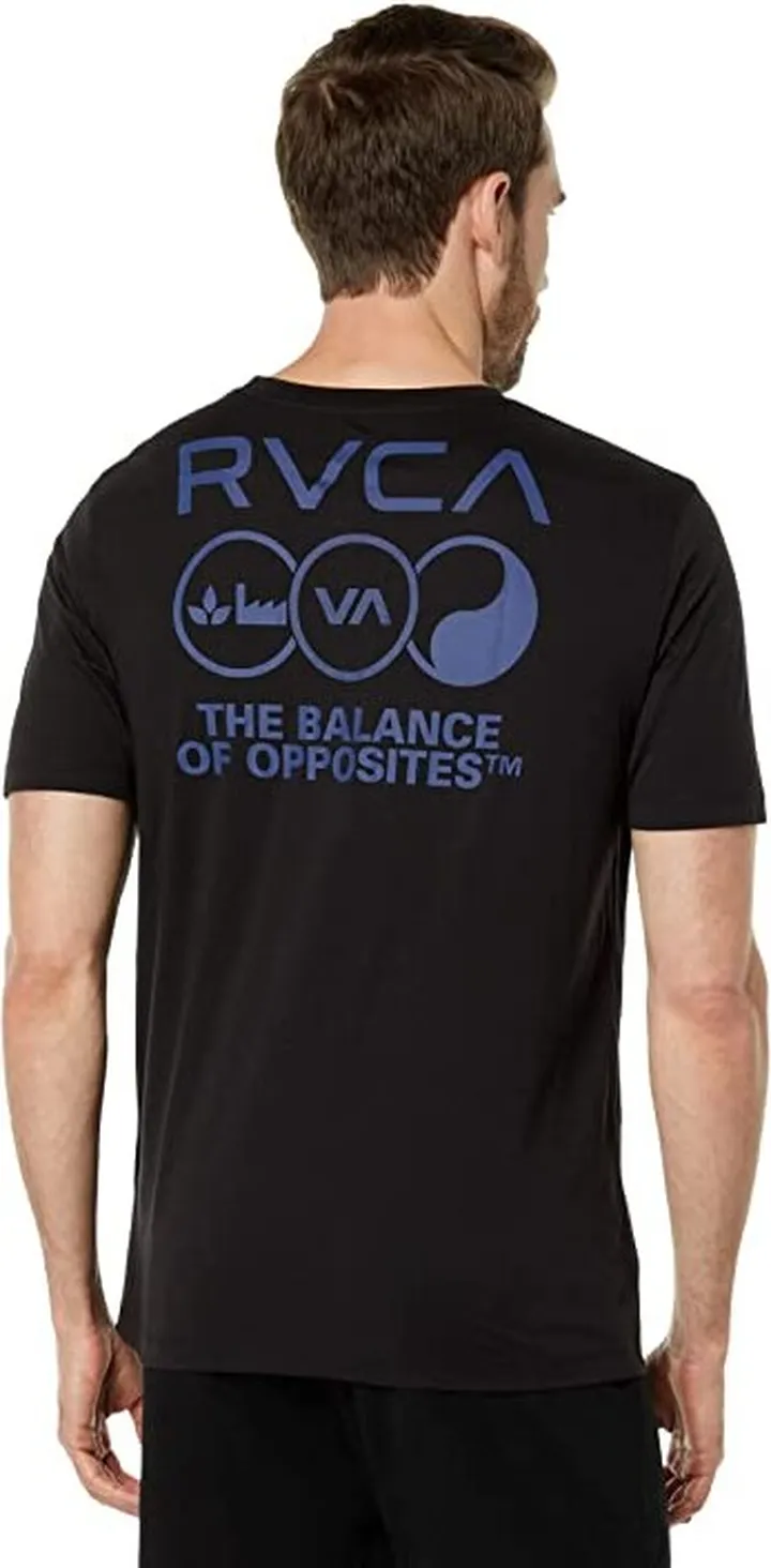 RVCA Tri Balance Short Sleeve Tee (Black) Men's Clothing