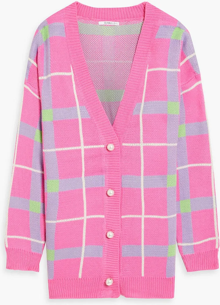 Cecily checked jacquard-knit cardigan