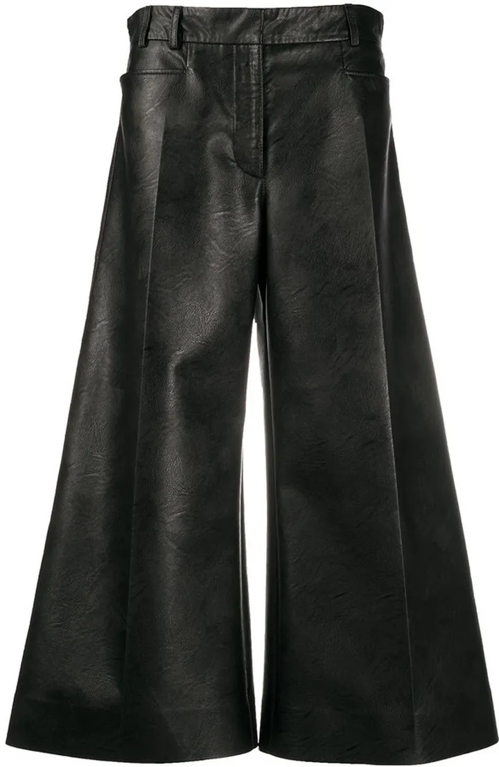 Faux-Leather Wide-Leg Trousers