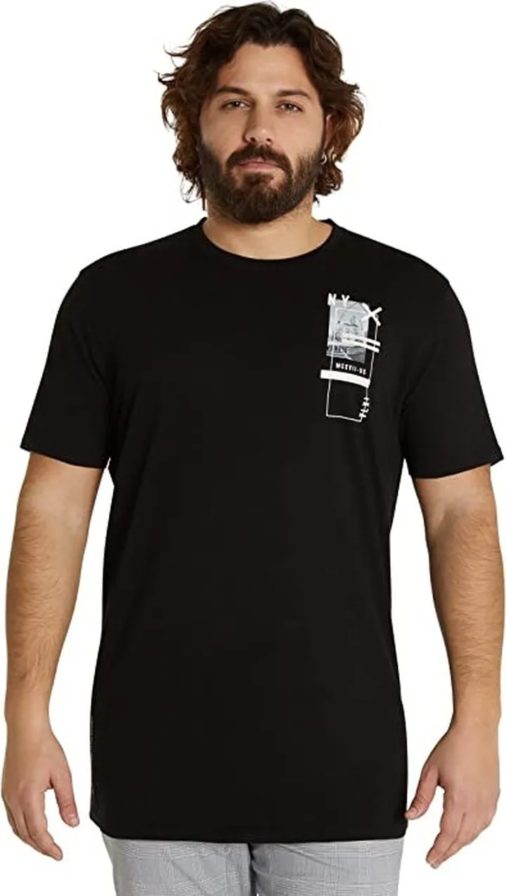 Johnny Bigg Big Tall Nyx Longline Tee (Black) Men's Clothing