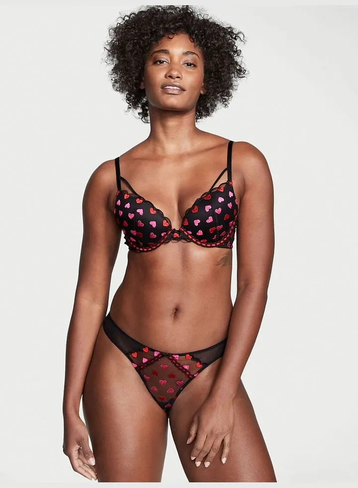 Heart Embroidery Thong Panty