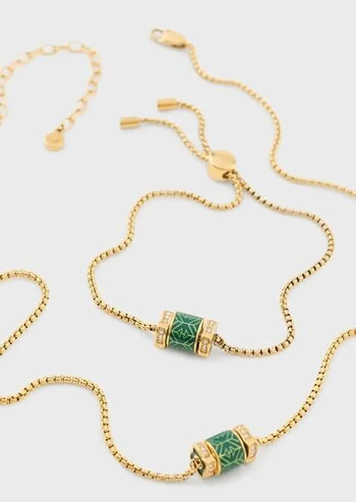 Gold-Tone Stainless Steel Chain Necklace and Bracelet Set