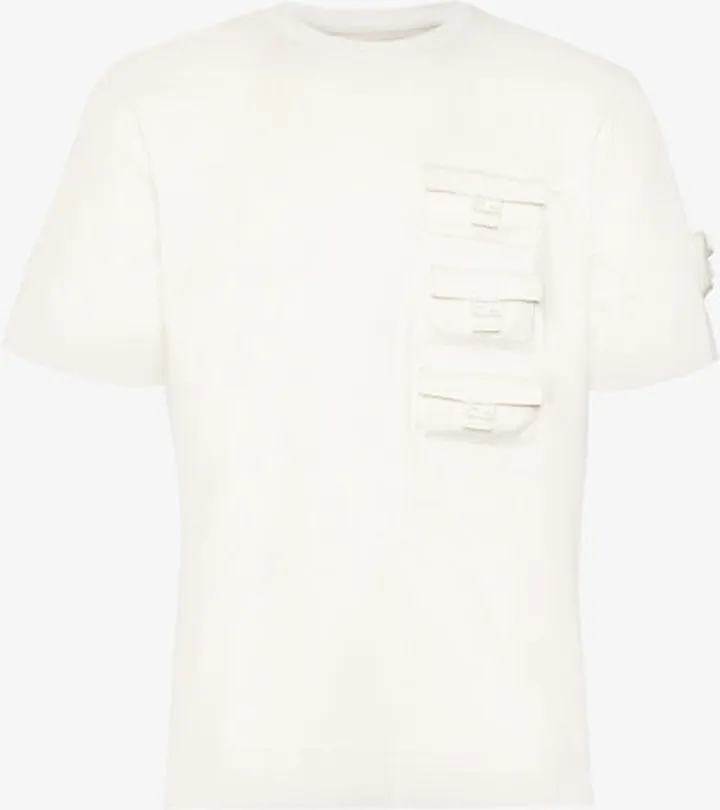 Mens White Branded Flap-pocket Relaxed-fit Cotton-jersey T-shirt