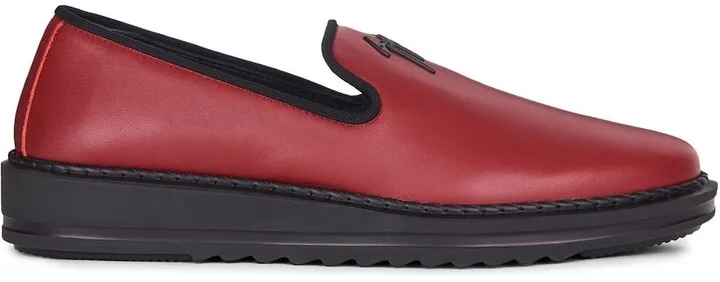 Slip-On Leather Slippers With Logo Detail