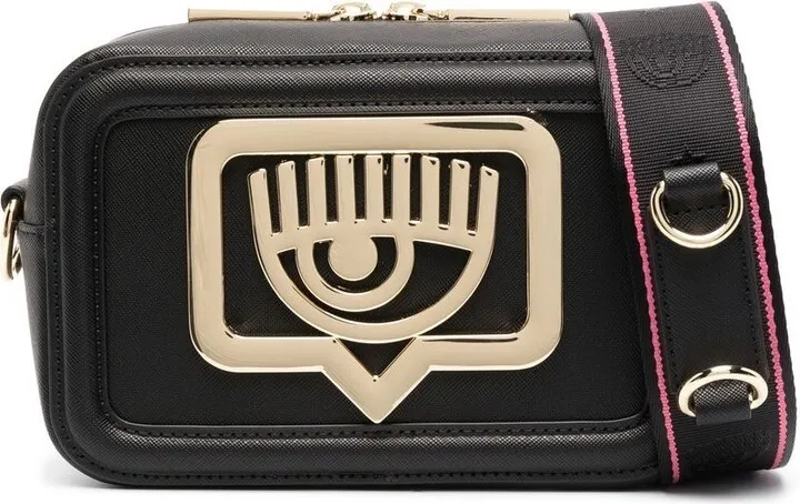 Eyelike-plaque shoulder bag