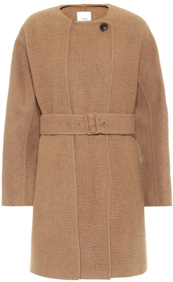 Belted camel coat