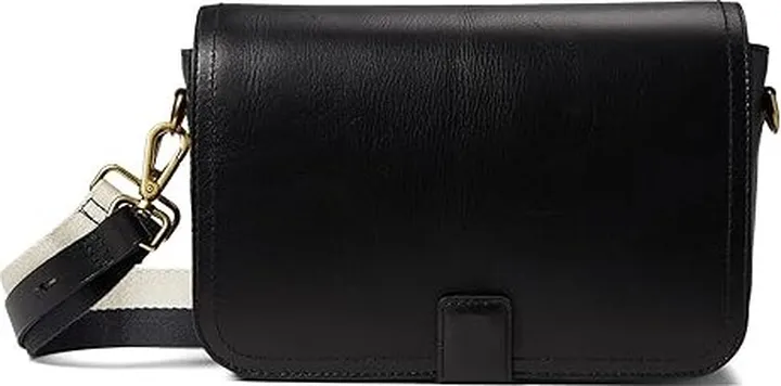 Madewell The Transport Flap Shoulder Bag (True Black) Shoulder Handbags