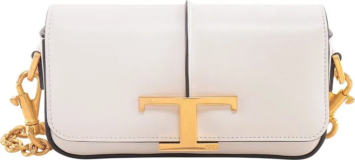 Leather shoulder bag with T Timeless detail