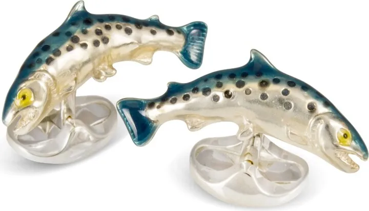 Deakin & Francis - Deakin & Francis Sterling Silver Salmon Cufflinks