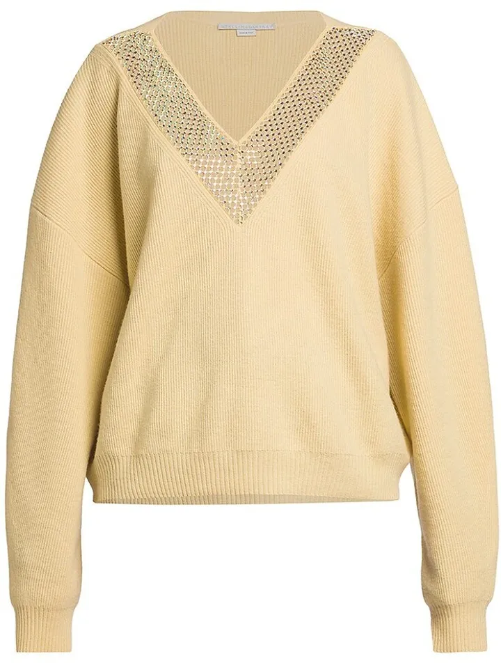 Embellished V-Neck Jumper Sweater