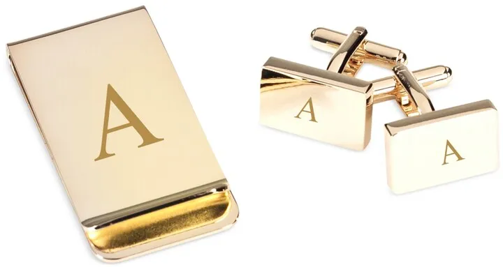 Gold Plated Cufflinks and Money Clip Set