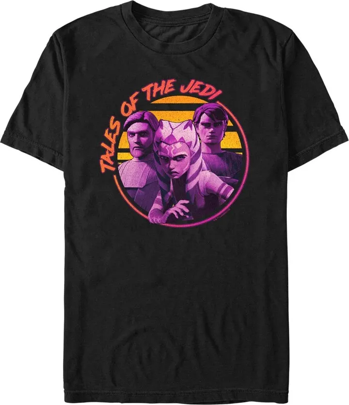Men's Star Wars: Tales of the Jedi Distressed Obi-Wan Ahsoka and Anakin T-Shirt - Black - 2X Large