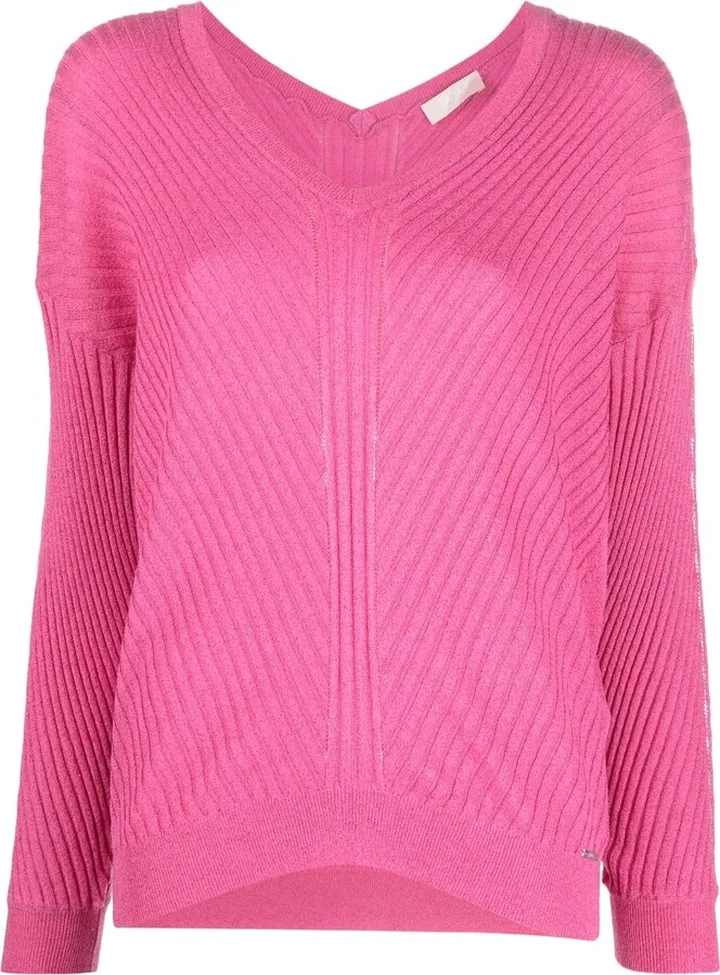ribbed-knit V-neck jumper
