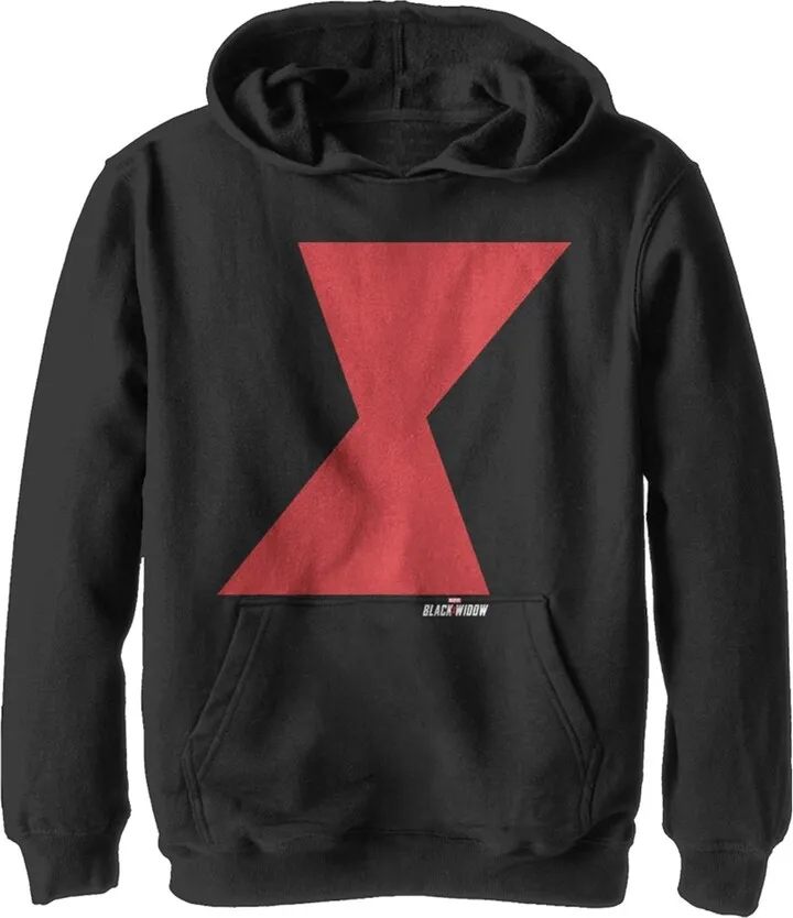 Boy's Marvel Black Widow Bold Hourglass Pull Over Hoodie - Black - Small