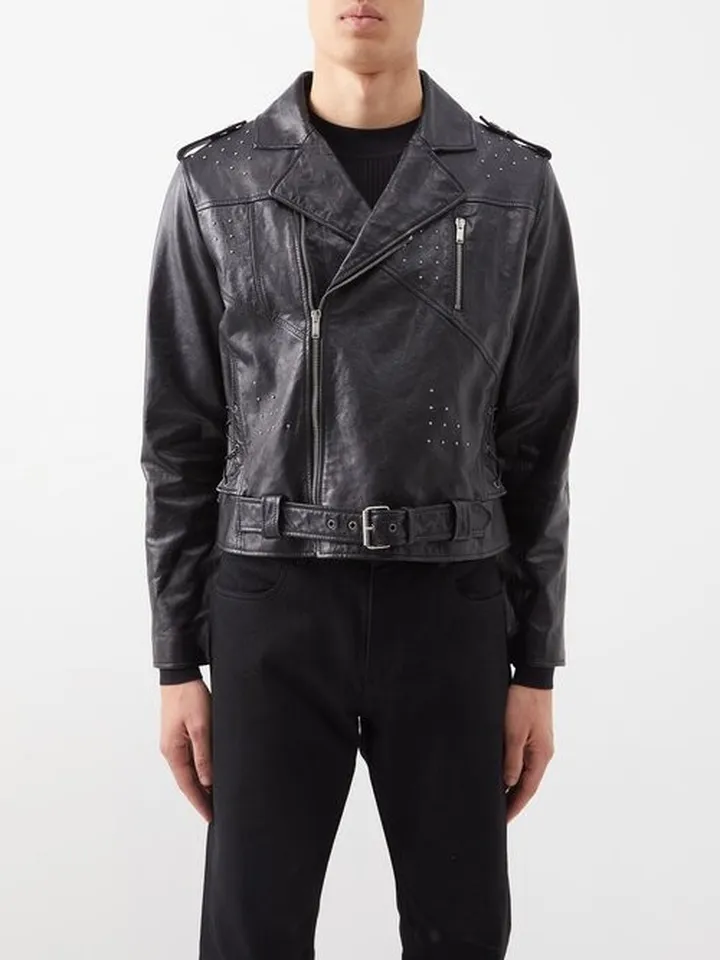 Studded Leather Biker Jacket