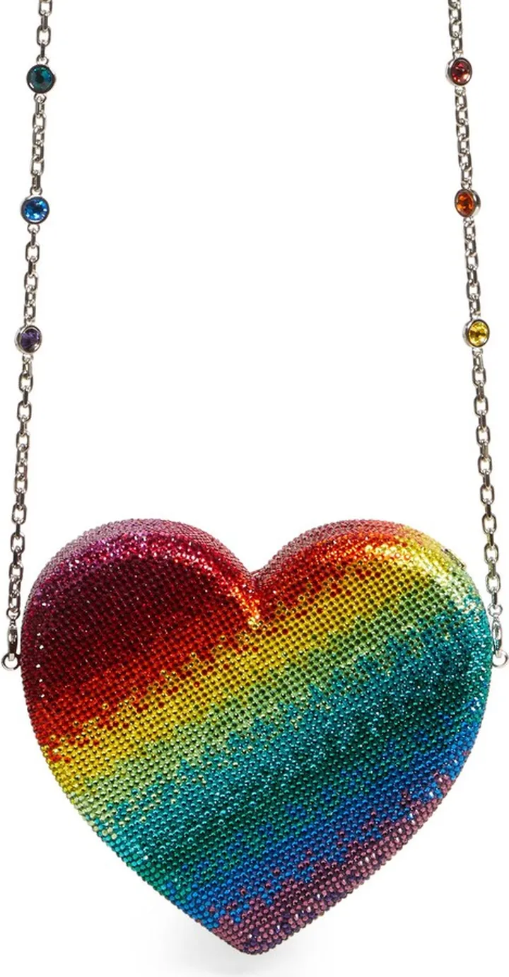 Crystal Rainbow Heart Clutch