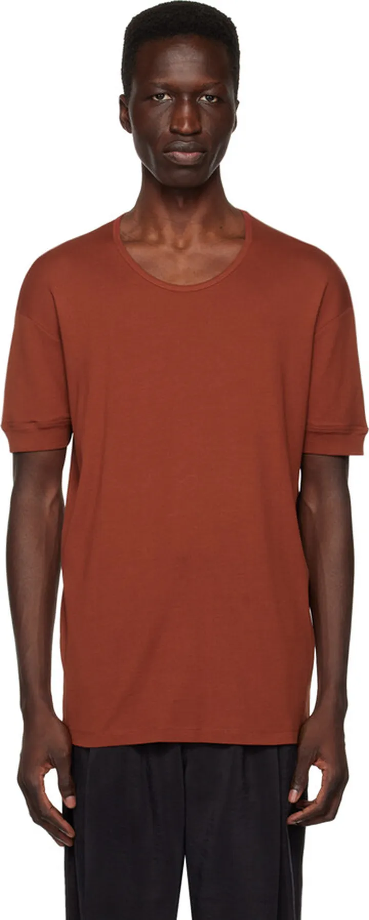 LEMAIRE Burgundy Scoop Neck T-Shirt