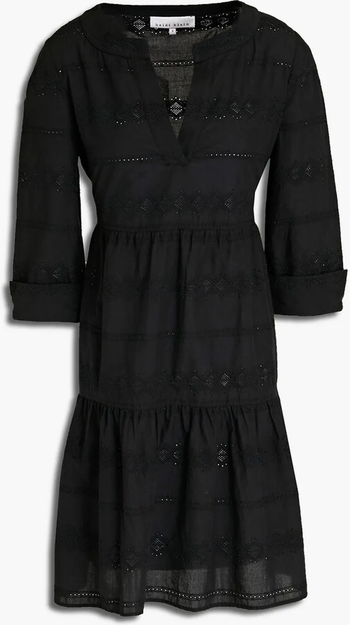 Tiered broderie anglaise cotton mini dress