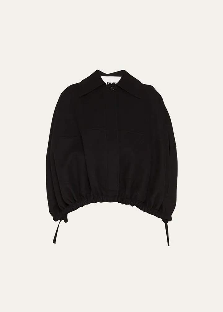 Drawstring Cropped Cashmere Cape
