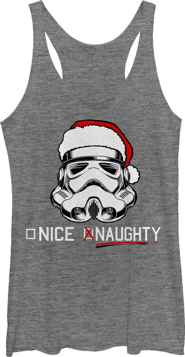Women's Star Wars Christmas Stormtrooper Naughty List Racerback Tank Top - Gray Heather - Medium
