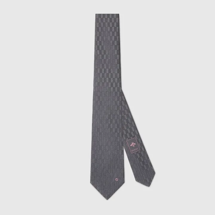 Geometric silk jacquard tie