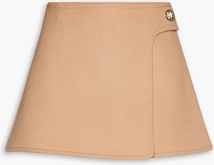 Skirt-effect wool and cashmere-blend felt shorts