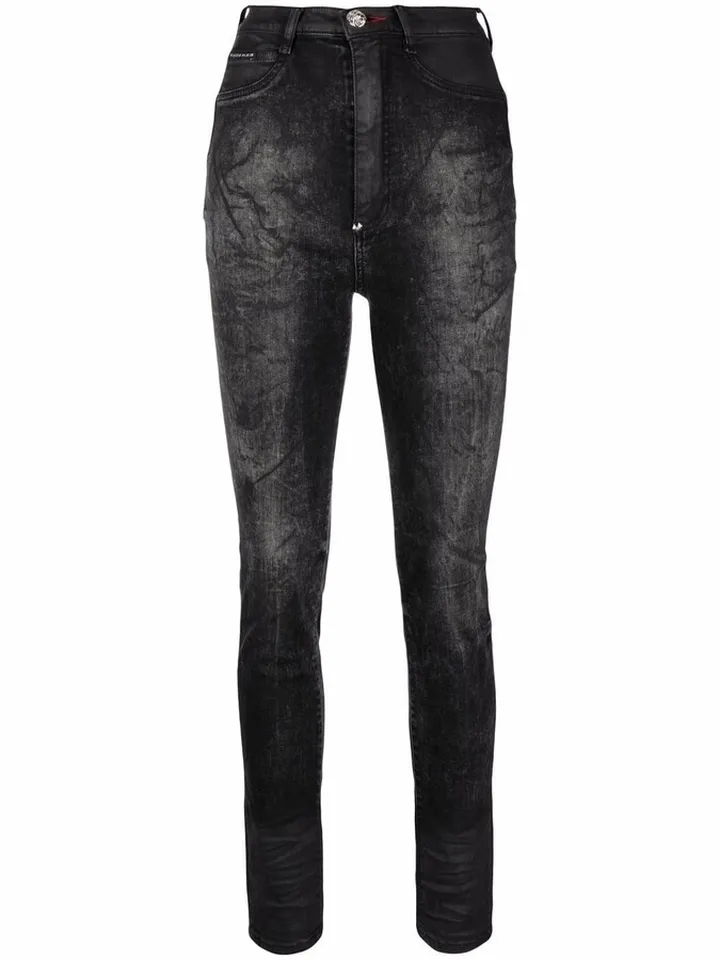 Stonewashed Super High-Waisted Jeggings