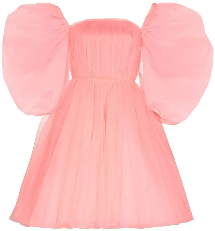 puff-sleeves A-line dress