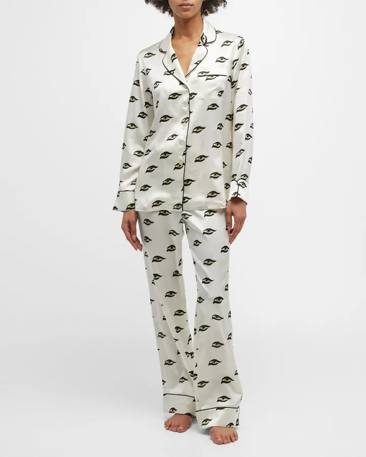 Lila Hydra Printed Satin Pajama Set
