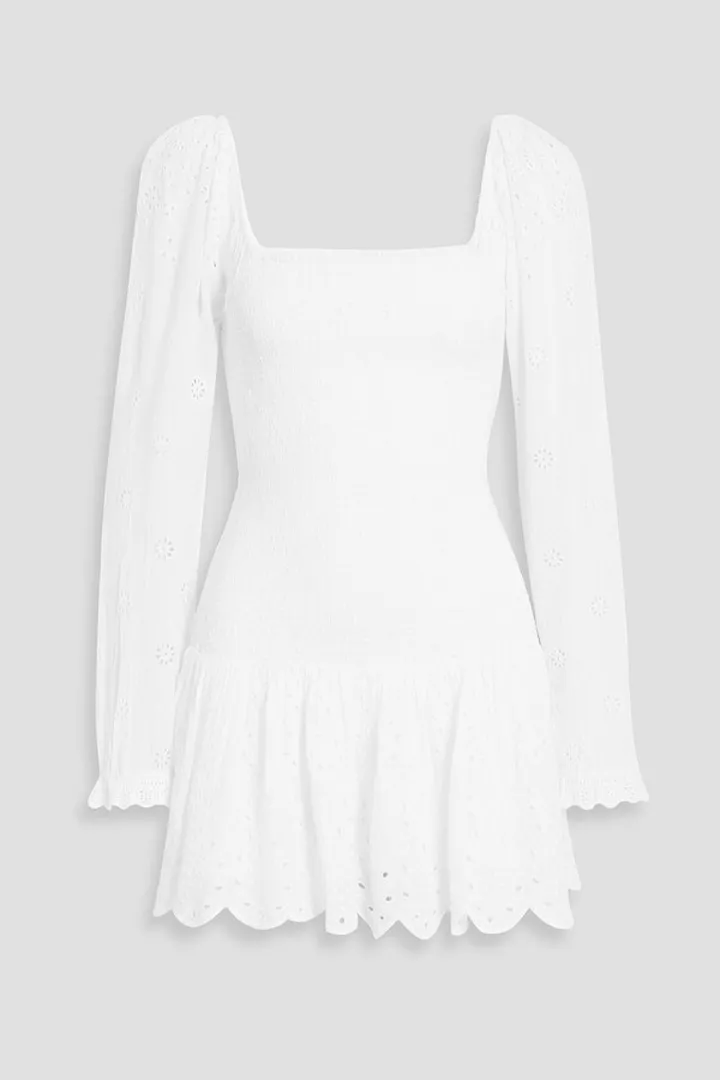 Jayce shirred broderie anglaise mini dress