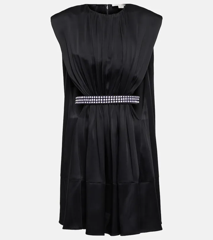 Embellished satin minidress