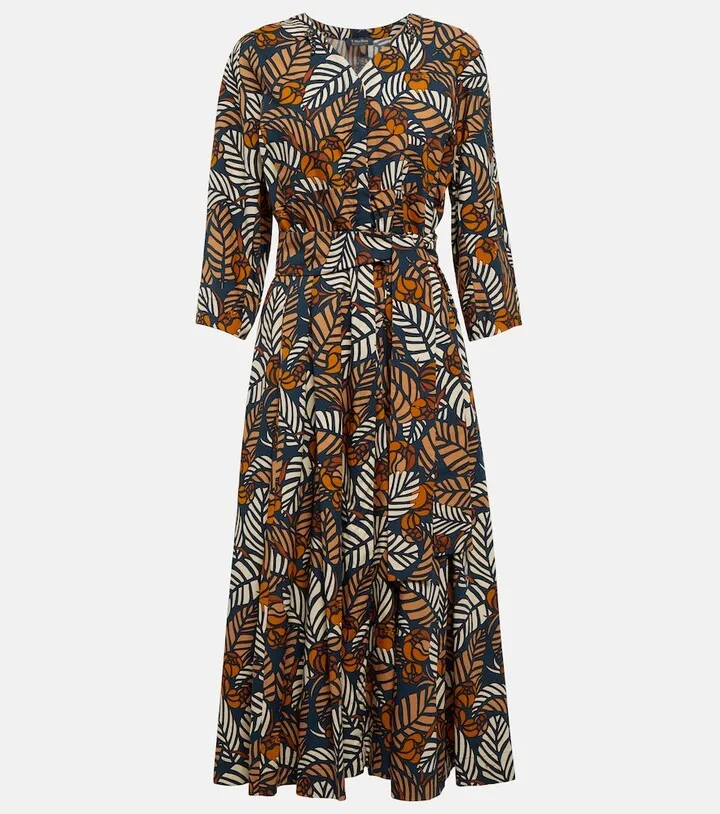Mantide printed cotton midi dress