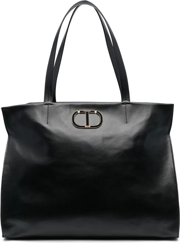 Logo-Plaque Leather Tote Bag