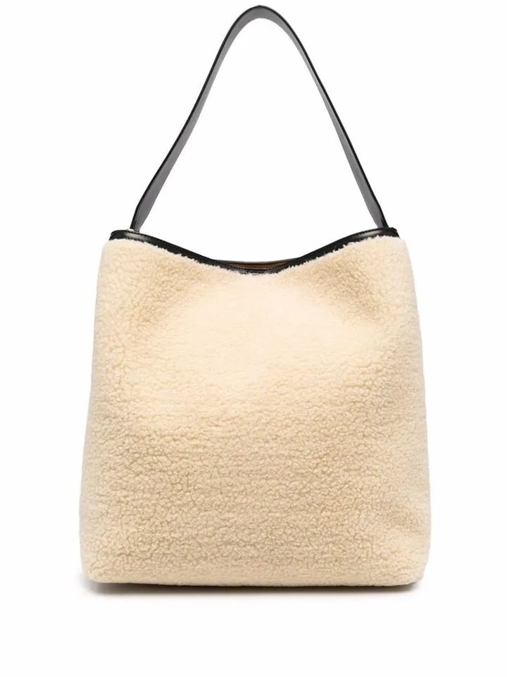 Large Faux-Shearling Tote Bag