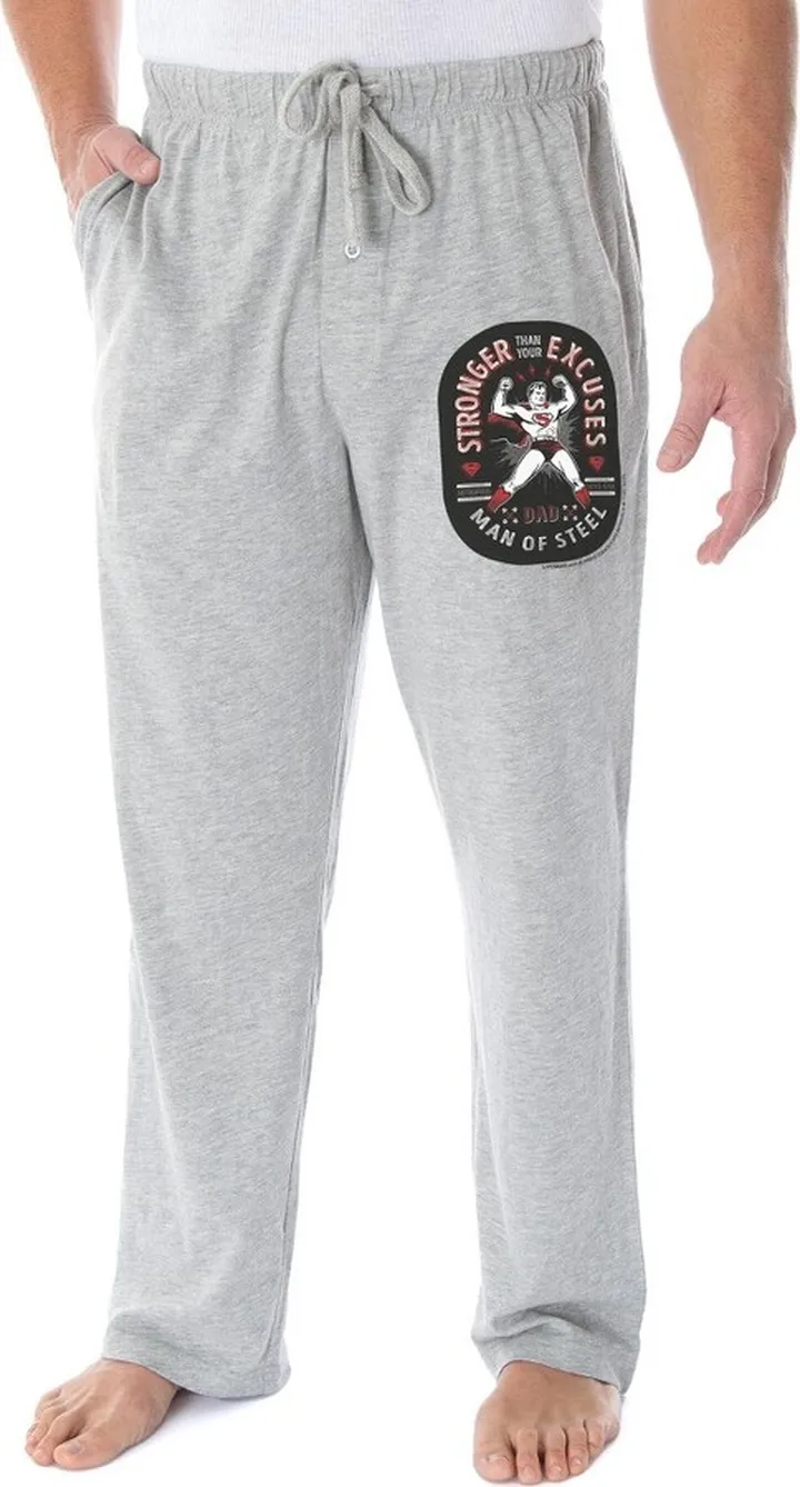 DC Comics Mens' Superman Man of Steel Father's Day Loungewear Pajama Pants (XXL) Grey