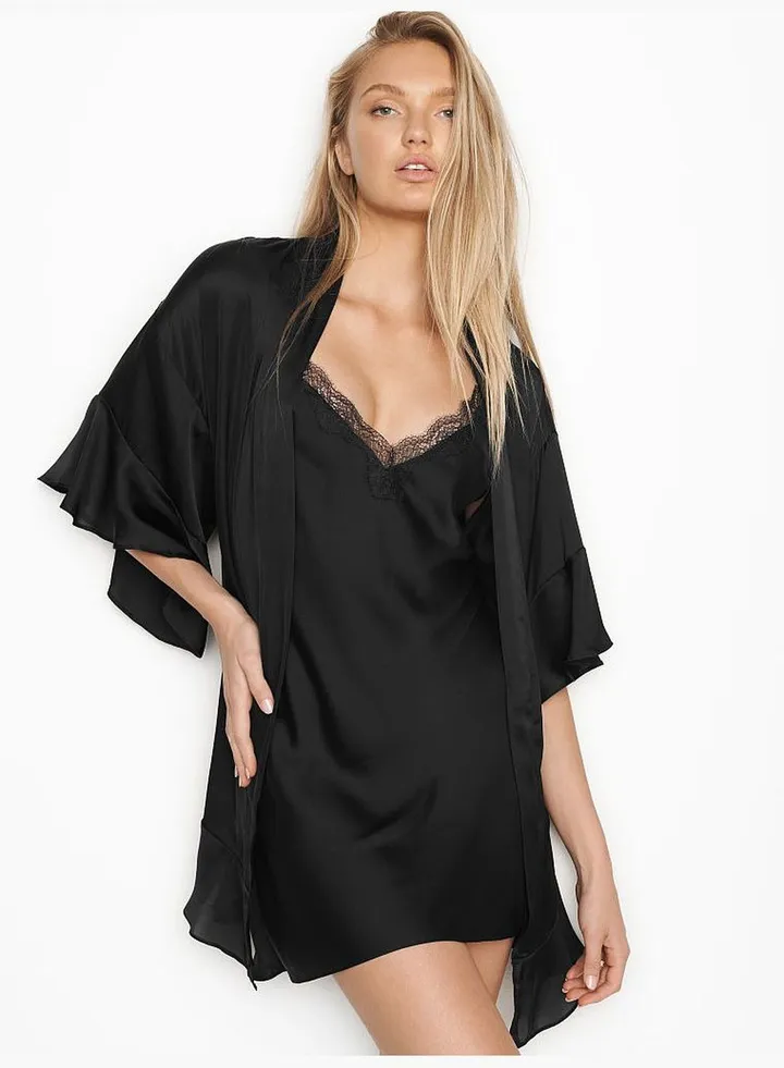Flounce Satin Robe