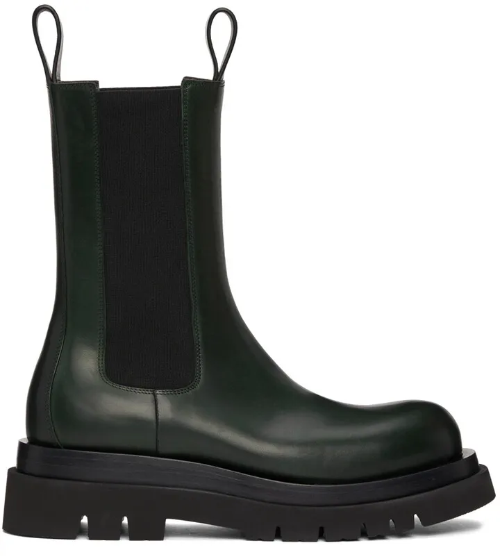Bottega Veneta Green Lug Chelsea Boots