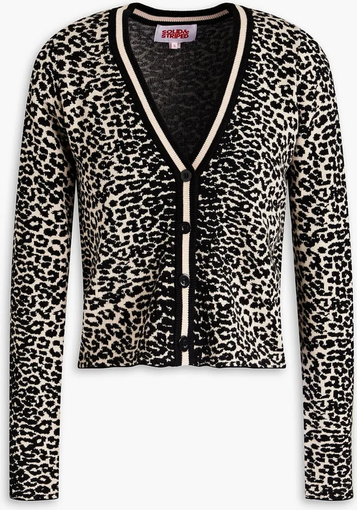 Leopard-print knitted cardigan