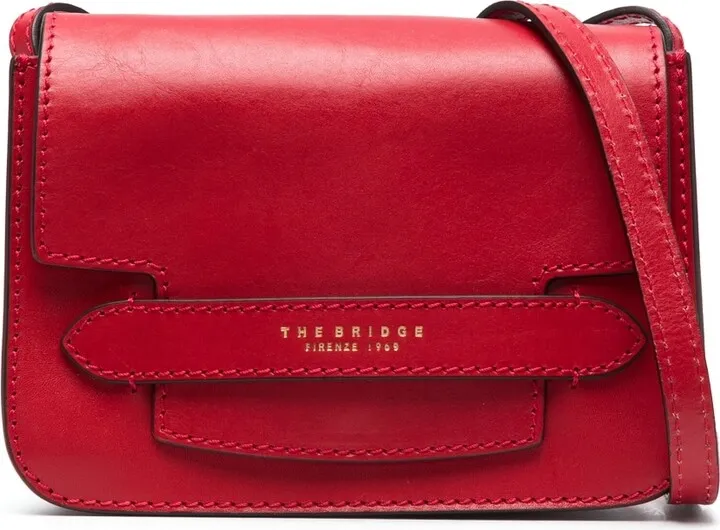 Embossed-Logo Flap Shoulder Bag